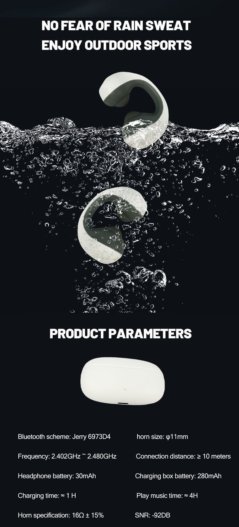 E03 in EAR Bluetooth Earbuds  φ11mm Speaker | 280mAh Charging Case | 4 Hours Playback | Stable Connec